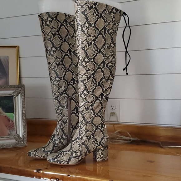Gianni Bini Shoes - Gianni Bini Snake Print Over the Knee Boots